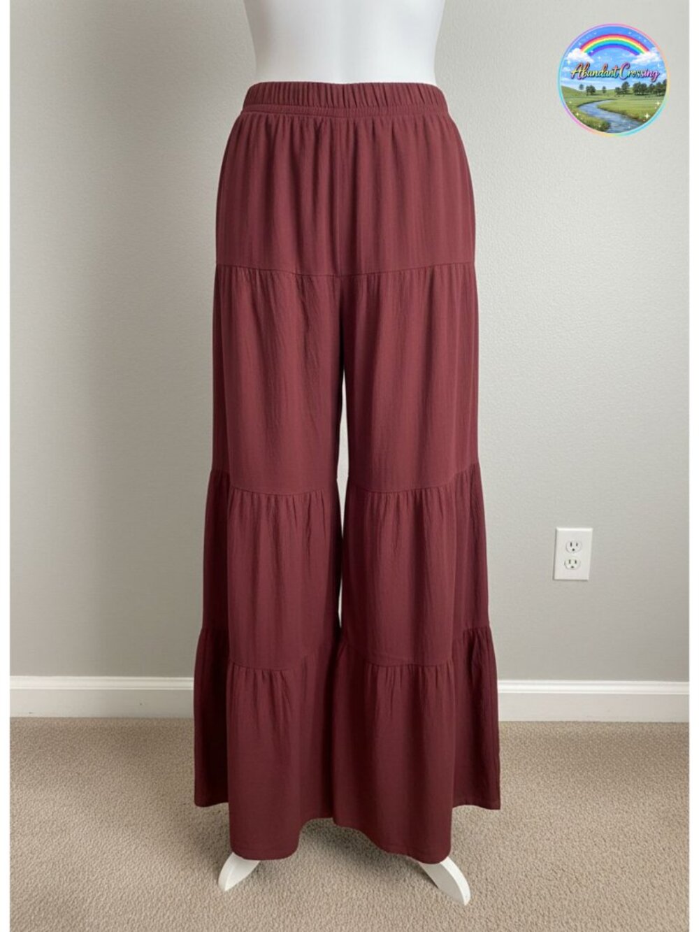 Women's Flowy Boho High Waist Ruffle Hem Wide Leg Palazzo Pants